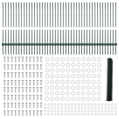 Fence with Posts Green 1 x 100 m Steel