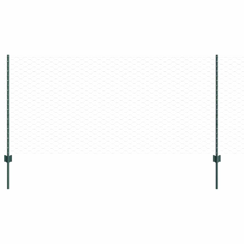 Fence with Posts Green 1 x 100 m Steel