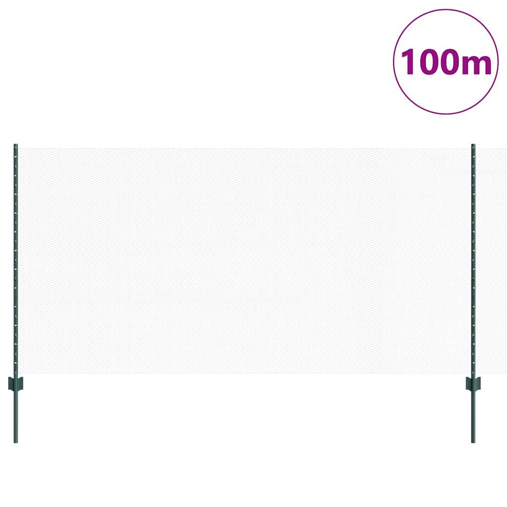 Fence with Posts Green 1.2 x 100 m Steel