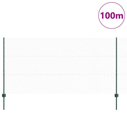 Fence with Posts Green 1.2 x 100 m Steel