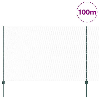 Fence with Posts Green 1.5 x 100 m Steel