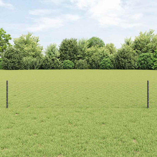 Fence with Posts Grey 0.4 x 10 m Steel