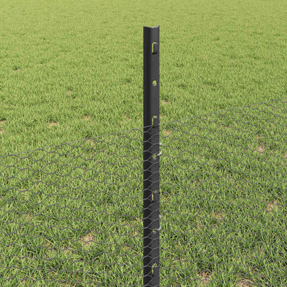 Fence with Posts Grey 0.5 x 10 m Steel