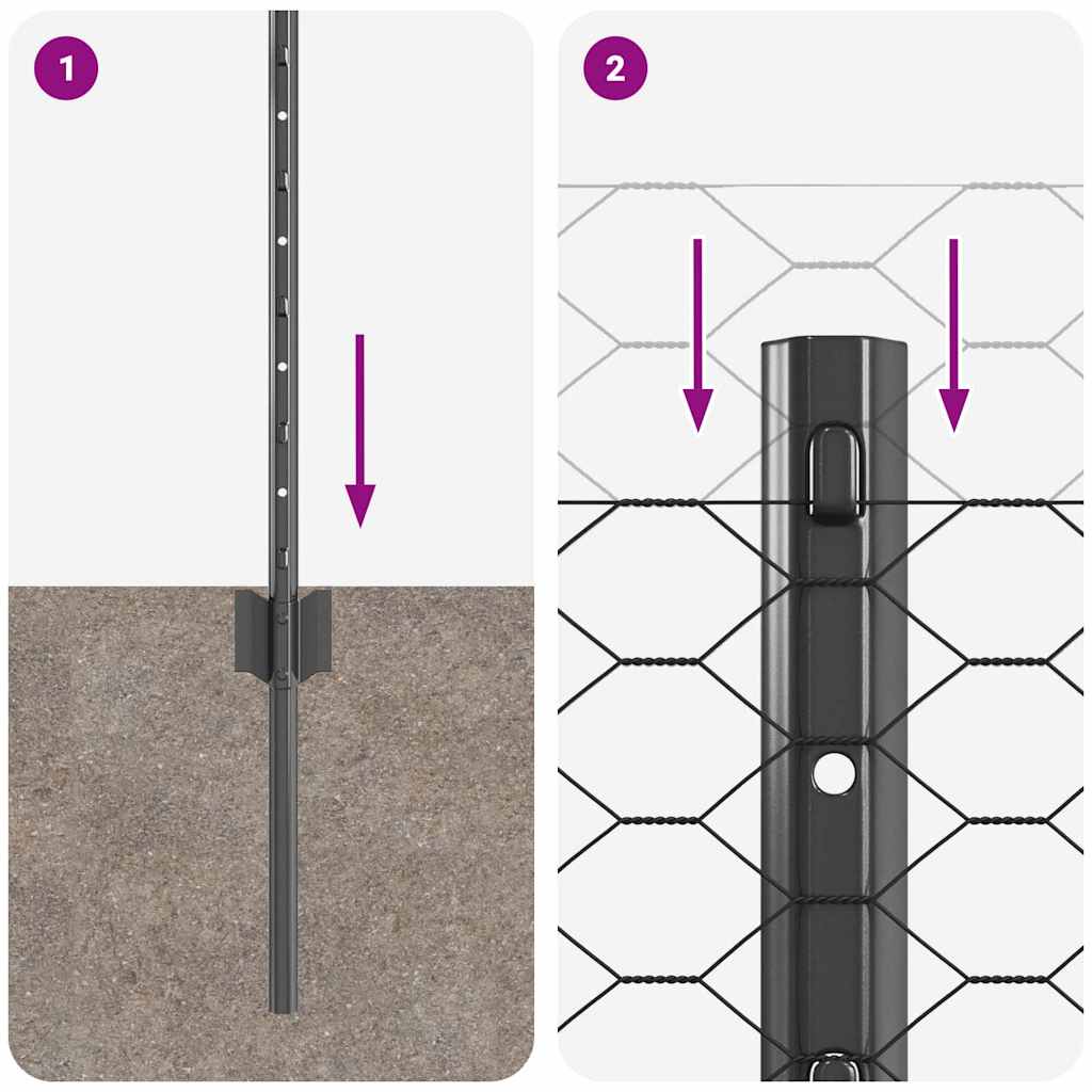 Fence and Post Grey 0.5 x 10 m Steel