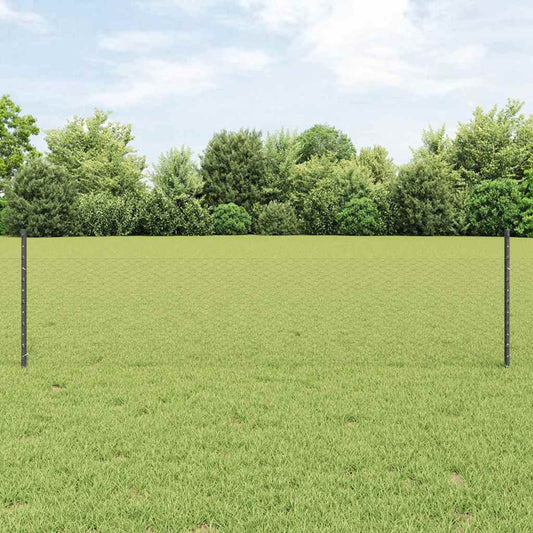 Fence with Posts Grey 0.5 x 10 m Steel