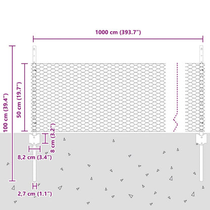 Fence with Posts Grey 0.5 x 10 m Steel