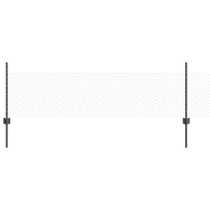 Fence with Posts Grey 0.5 x 10 m Steel