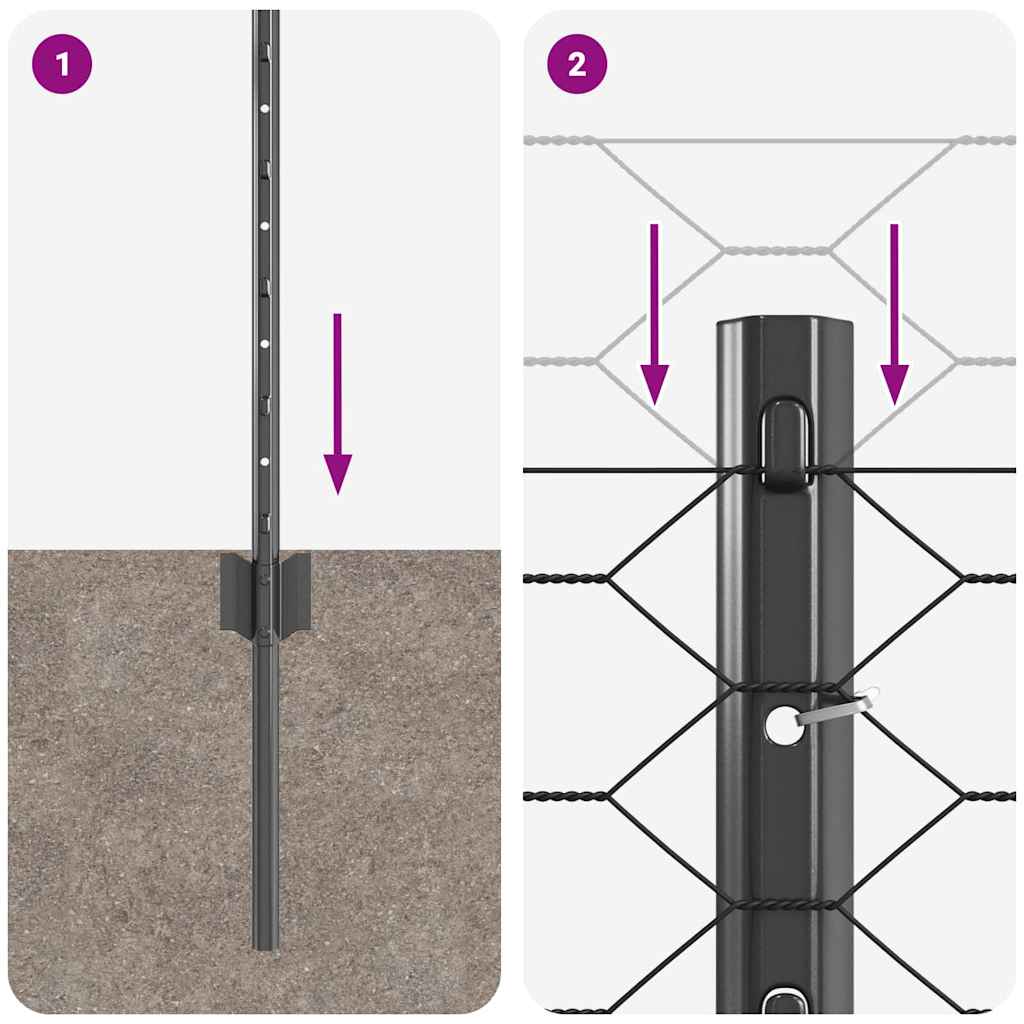 Fence and Post Grey 0.5 x 10 m Steel