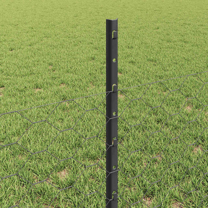 Fence with Posts Grey 0.5 x 10 m Steel