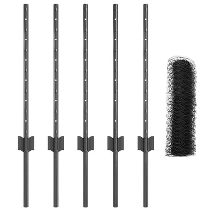 Fence with Posts Grey 0.5 x 10 m Steel