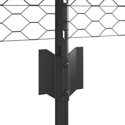 Fence with Posts Grey 0.8 x 10 m Steel
