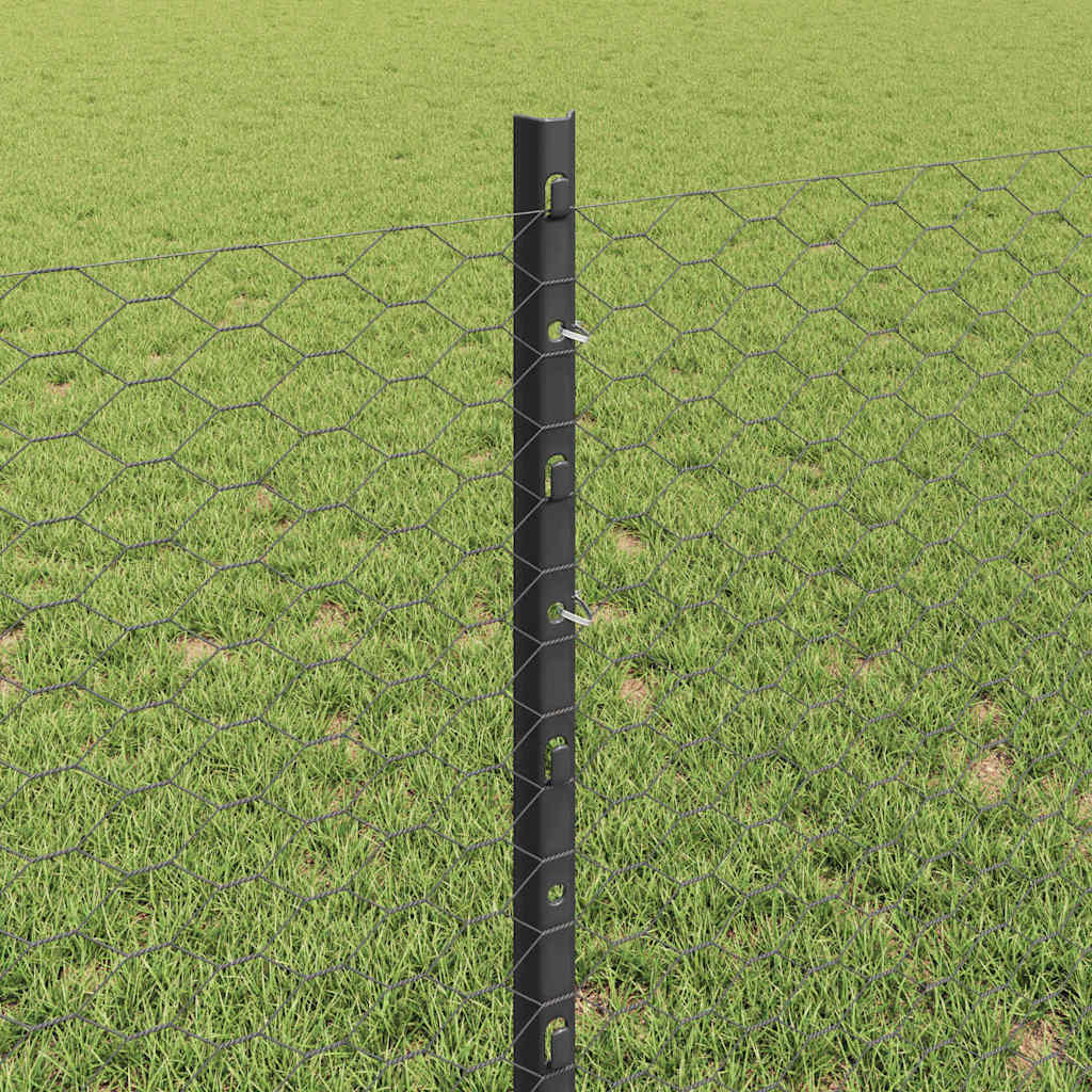 Fence with Posts Grey 0.8 x 10 m Steel