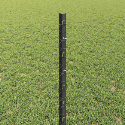 Fence with Posts Grey 0.8 x 10 m Steel