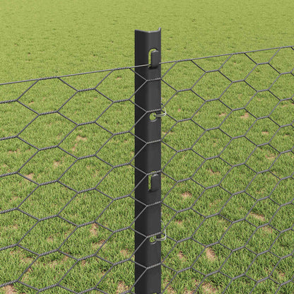 Fence with Posts Grey 1.2 x 10 m Steel