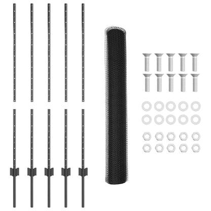 Fence with Posts Grey 1.2 x 10 m Steel