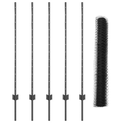 Fence with Posts Grey 1.2 x 10 m Steel