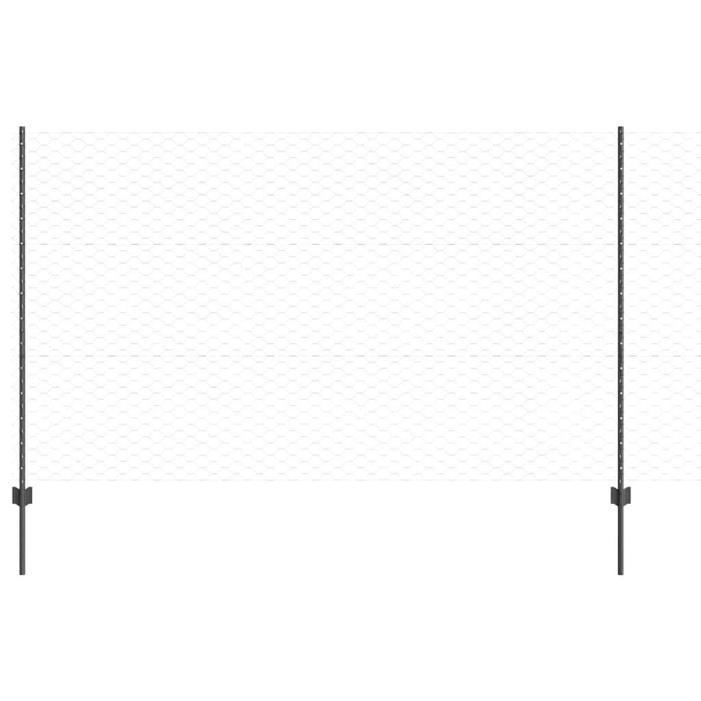 Fence with Posts Grey 1.4 x 10 m Steel