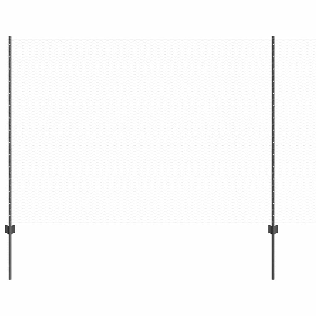 Fence with Posts Grey 1.5 x 10 m Steel
