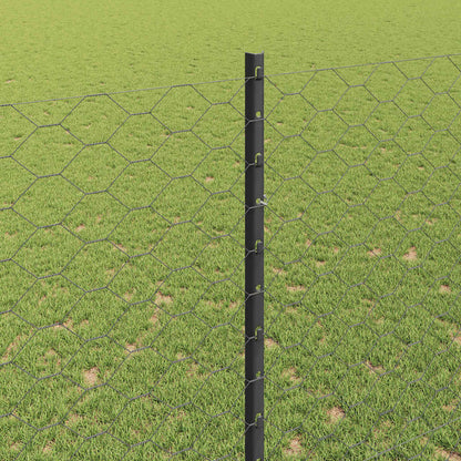 Fence with Posts Grey 1.5 x 10 m Steel