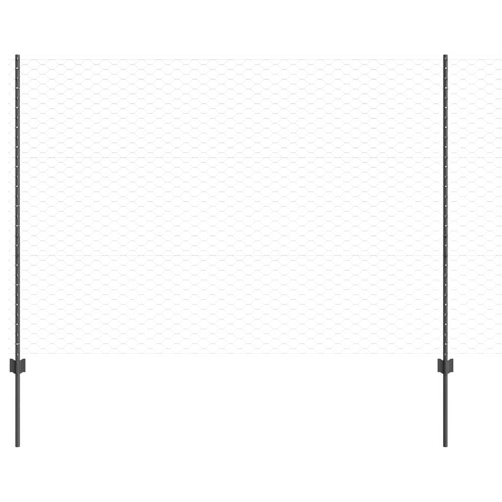 Fence with Posts Grey 1.5 x 10 m Steel