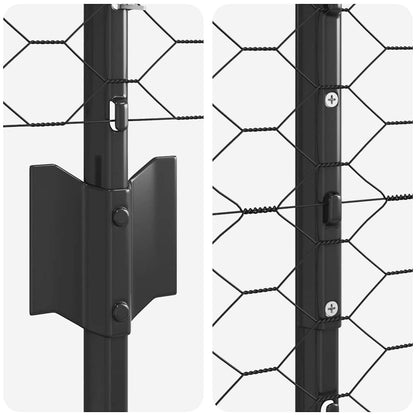 Fence with Posts Grey 1.6 x 10 m Steel