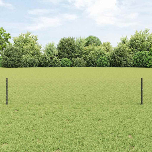 Fence with Posts Grey 0.4 x 25 m Steel