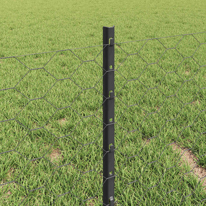 Fence with Posts Grey 0.4 x 25 m Steel