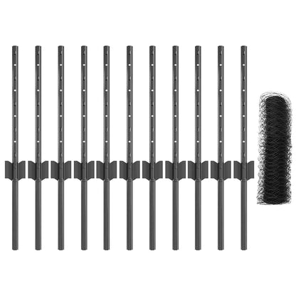 Fence with Posts Grey 0.4 x 25 m Steel