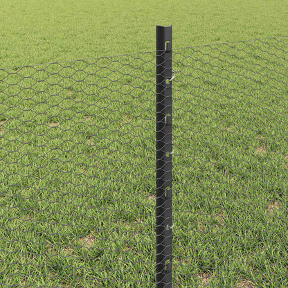 Fence with Posts Grey 0.6 x 25 m Steel