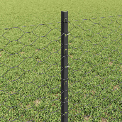 Fence with Posts Grey 0.6 x 25 m Steel