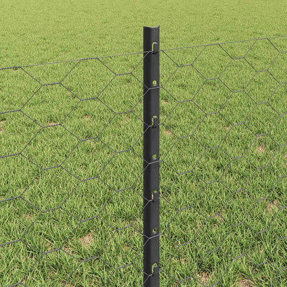 Fence with Posts Grey 0.6 x 25 m Steel