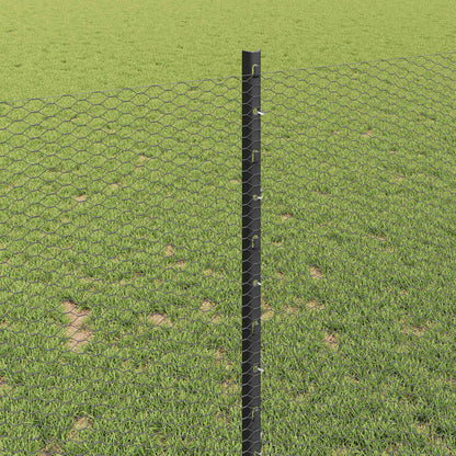 Fence with Posts Grey 1 x 25 m Steel