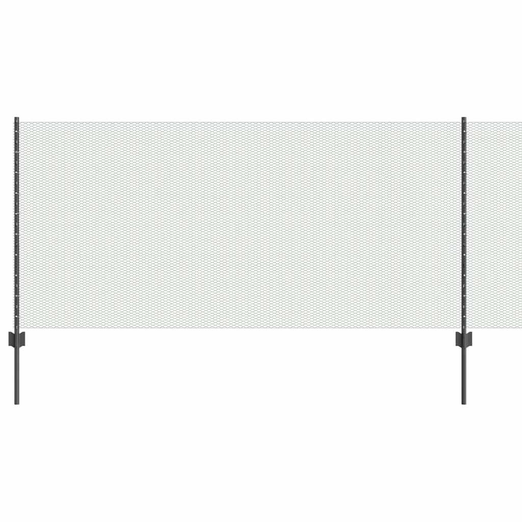Fence with Posts Grey 1 x 25 m Steel