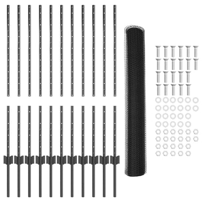Fence with Posts Grey 1 x 25 m Steel