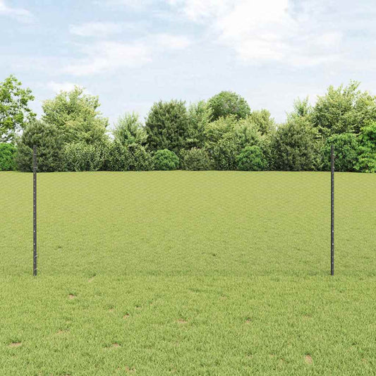 Fence with Posts Grey 1 x 25 m Steel