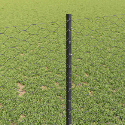 Fence with Posts Grey 1 x 25 m Steel