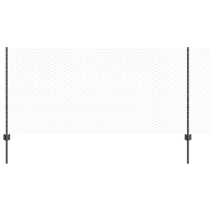 Fence with Posts Grey 1 x 25 m Steel