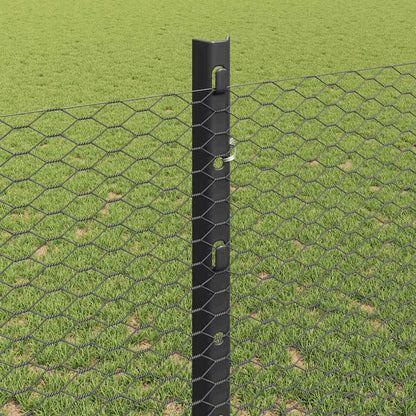 Fence with Posts Grey 1.2 x 25 m Steel