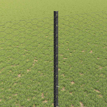 Fence with Posts Grey 1.4 x 25 m Steel