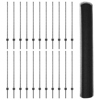 Fence with Posts Grey 1.2 x 50 m Steel
