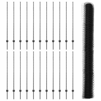 Fence with Posts Grey 1.4 x 50 m Steel