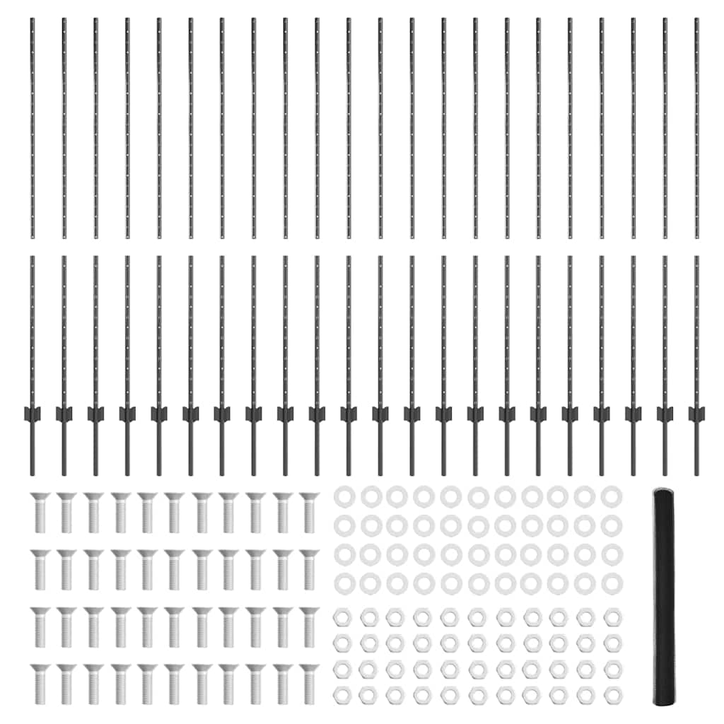 Fence with Posts Grey 1.5 x 50 m Steel