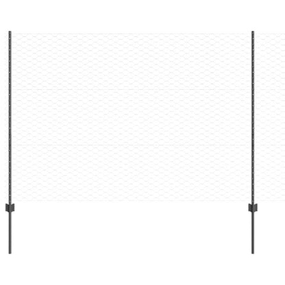 Fence with Posts Grey 1.5 x 50 m Steel
