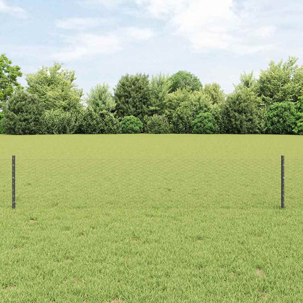 Fence with Posts Grey 0.4 x 100 m Steel