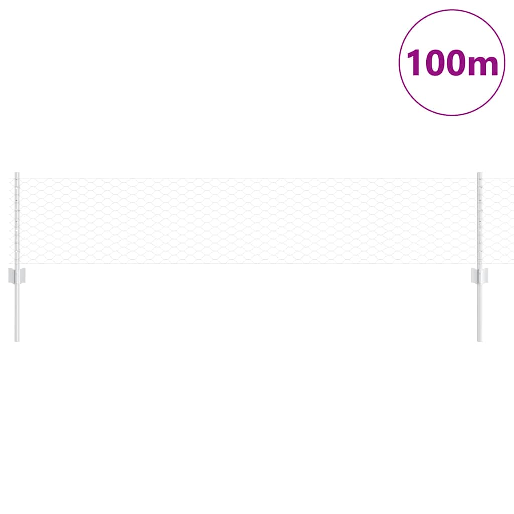 Fence with Posts Grey 0.4 x 100 m Steel