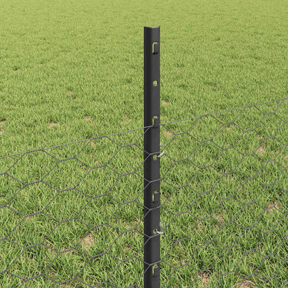 Fence with Posts Grey 0.5 x 100 m Steel