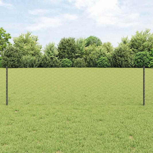Fence with Posts Grey 0.6 x 100 m Steel
