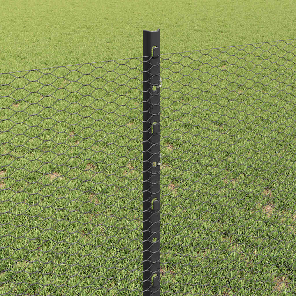 Fence with Posts Grey 0.8 x 100 m Steel
