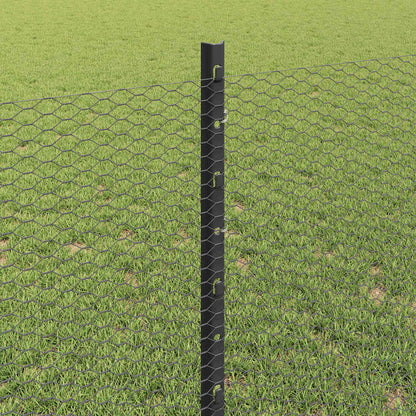 Fence with Posts Grey 0.8 x 100 m Steel