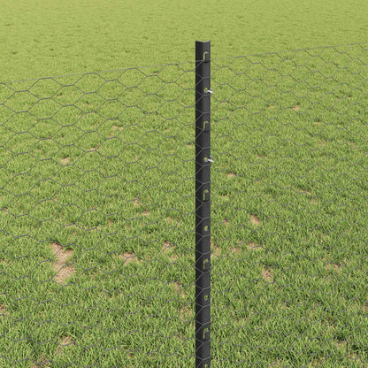 Fence with Posts Grey 1 x 100 m Steel